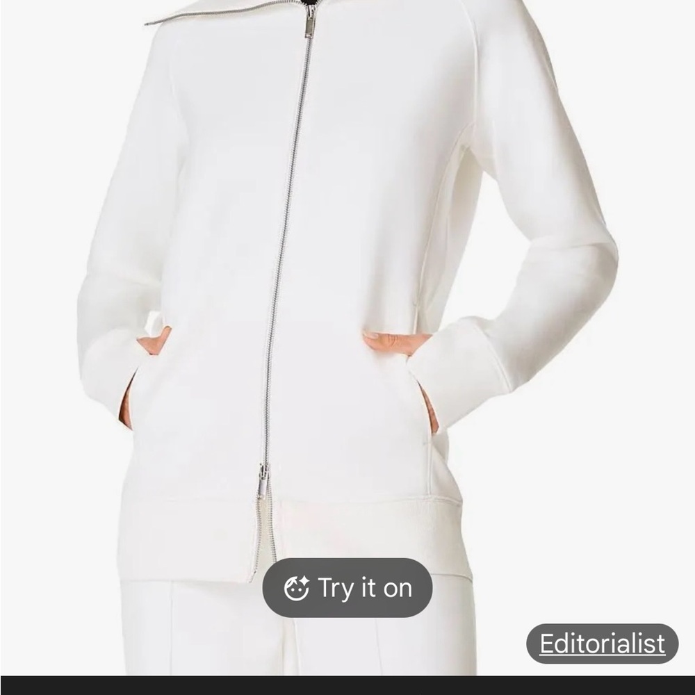 SPANX Cream Ribbed Zip-Up Jacket
